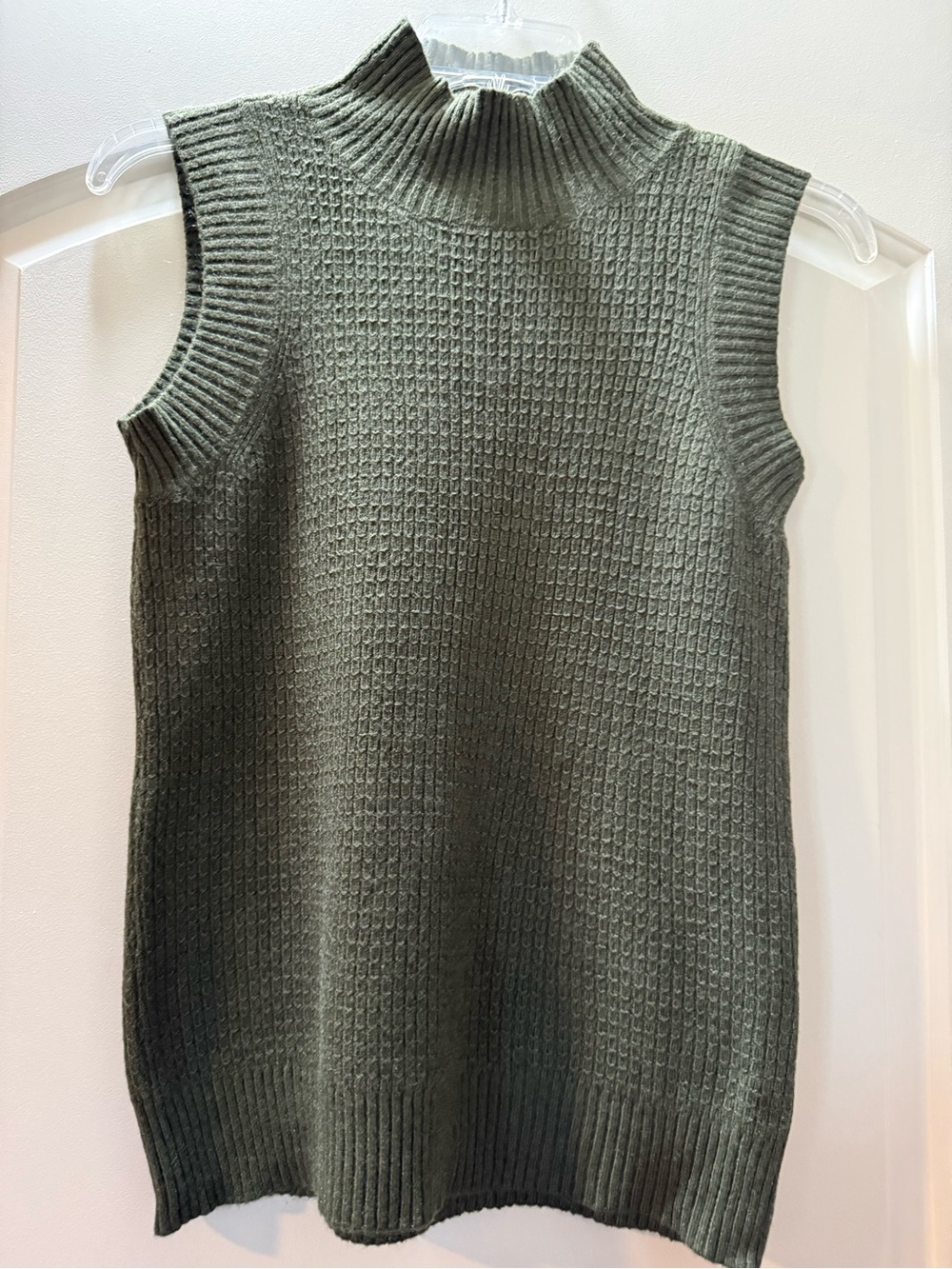 Cyrus Olive Sleeveless Mock Neck Sweater